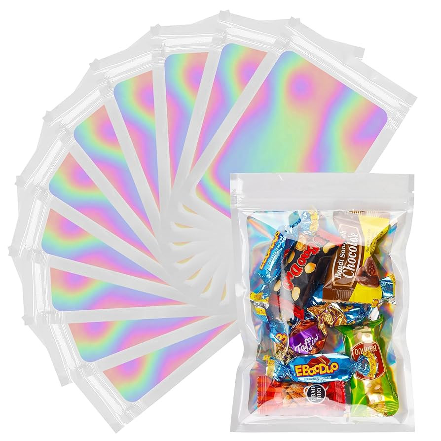 100 Pcs Reusable White Aluminium Foil & Polyethylene Holographic Bags with Clear Window & Self Se... | Amazon (US)