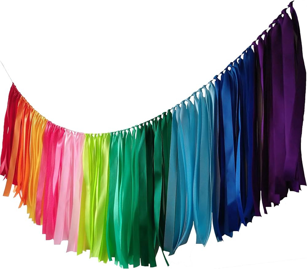 Kingsnow Pastel Rainbow Ribbon Garland 40 inches for Baby Shower, Birthday Party Decoration,Nurse... | Amazon (US)
