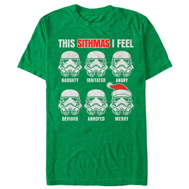 Men's Star Wars Christmas Sithmas Stormtroopers  Graphic Tee Kelly Heather Large - Walmart.com | Walmart (US)