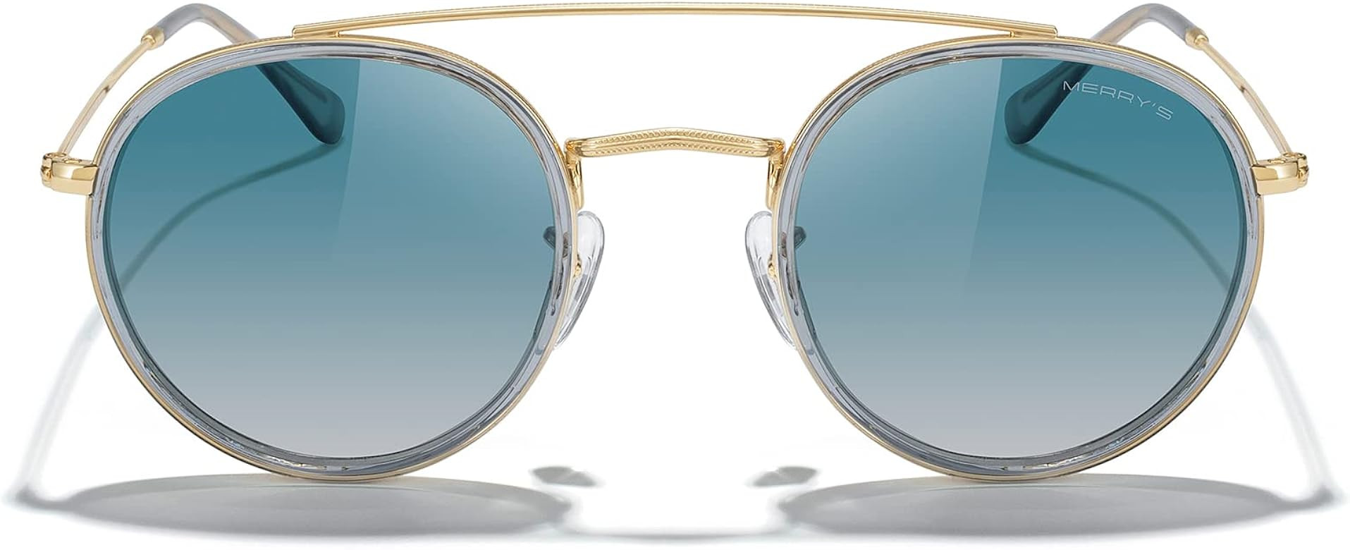 MERRY'S Retro Round Polarized Sunglasses - Unisex Double Bridge Sun Glasses | Amazon (US)