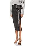 KENDALL + KYLIE Women's Vegan Leather Side Slit Pencil Skirt, Black, X-Small | Amazon (US)