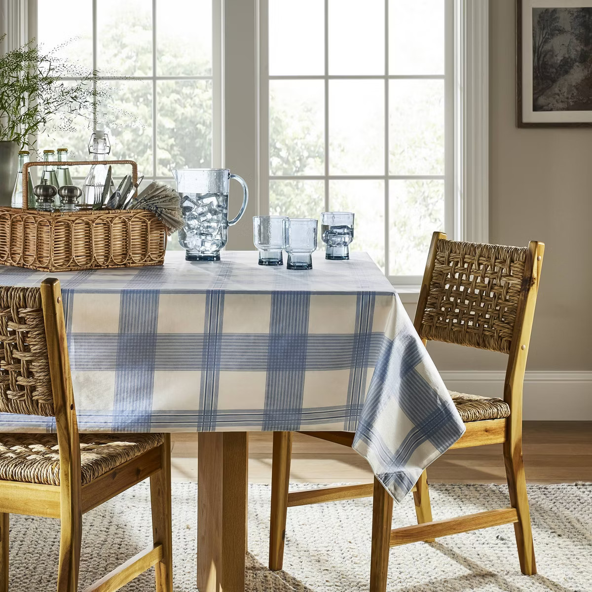 60"x84" Oiled Tablecloth Blue Plaid - Threshold™ designed with Studio McGee: Wipeable, Classic ... | Target