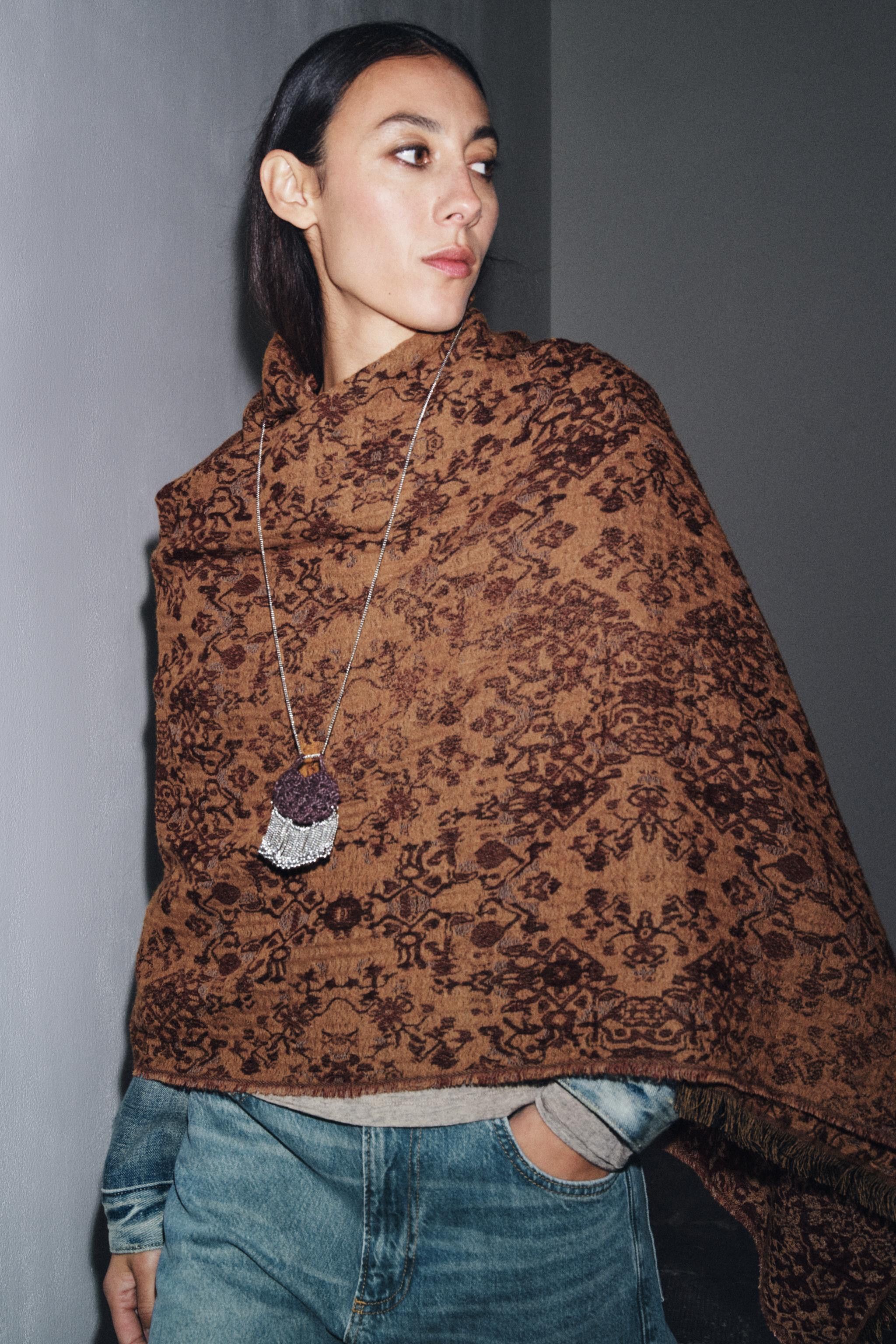 WOOL JACQUARD SCARF | Zara US