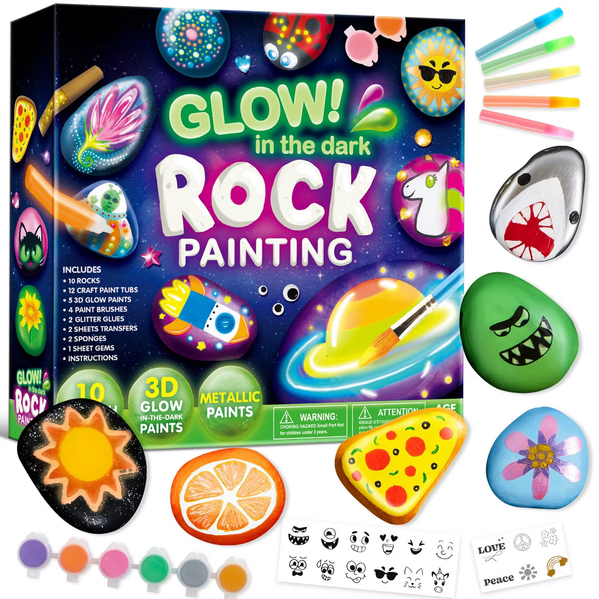 Joyfy Glow in The Dark Rock Painting Kit for Kids Age 6+, DIY Art Kit, Kids Paint Activity, Arts ... | Target