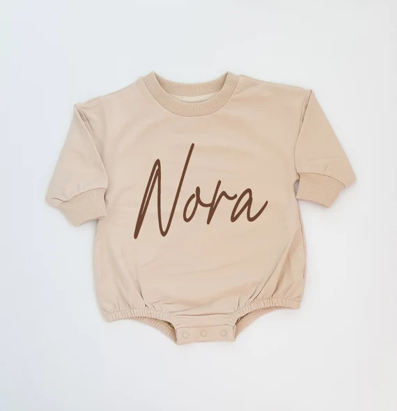 Personalized Bubble Romper Organic Cotton Romper  Oat - Etsy | Etsy (US)