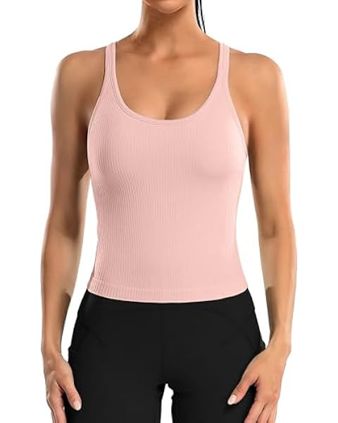 CRZ YOGA Butterluxe Workout Tank Tops for Women U Neck Padded Crop Tops Athletic Camisole Tops wi... | Amazon (US)