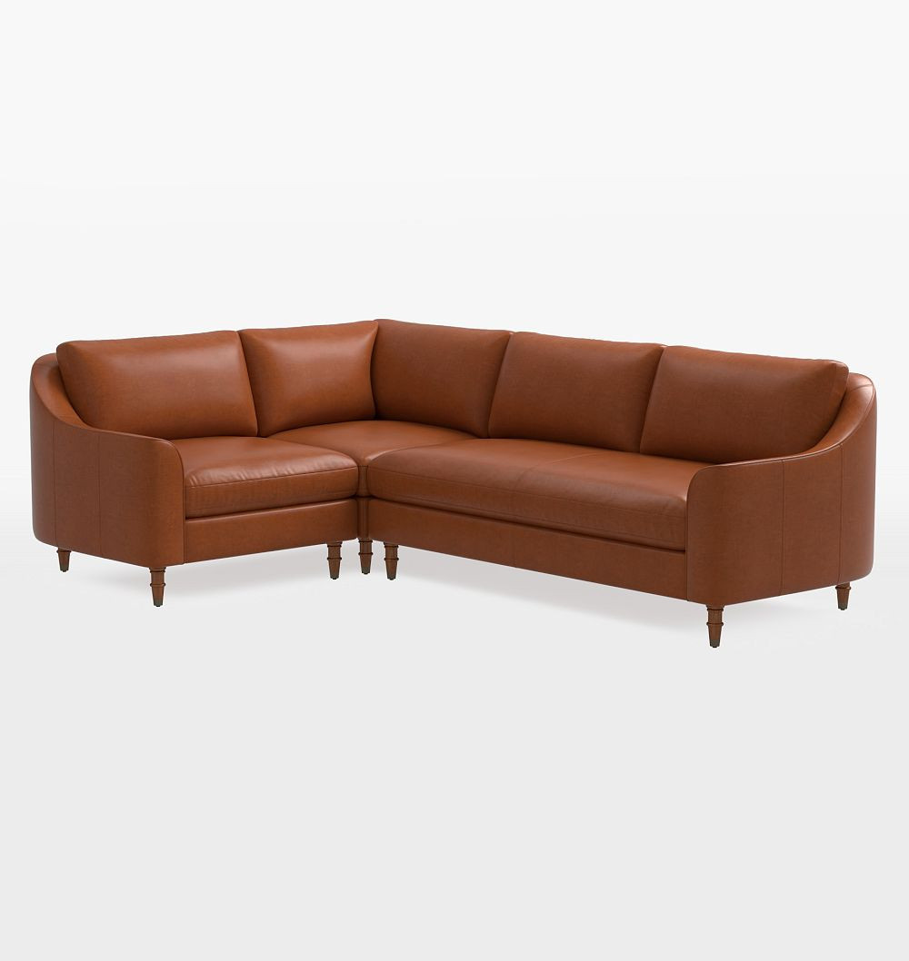 Luisa Leather 3-Piece L-Shape Sectional, Right Arm Sectional - Bench Cushion - Distressed Pure Leather Saddle | Rejuvenation