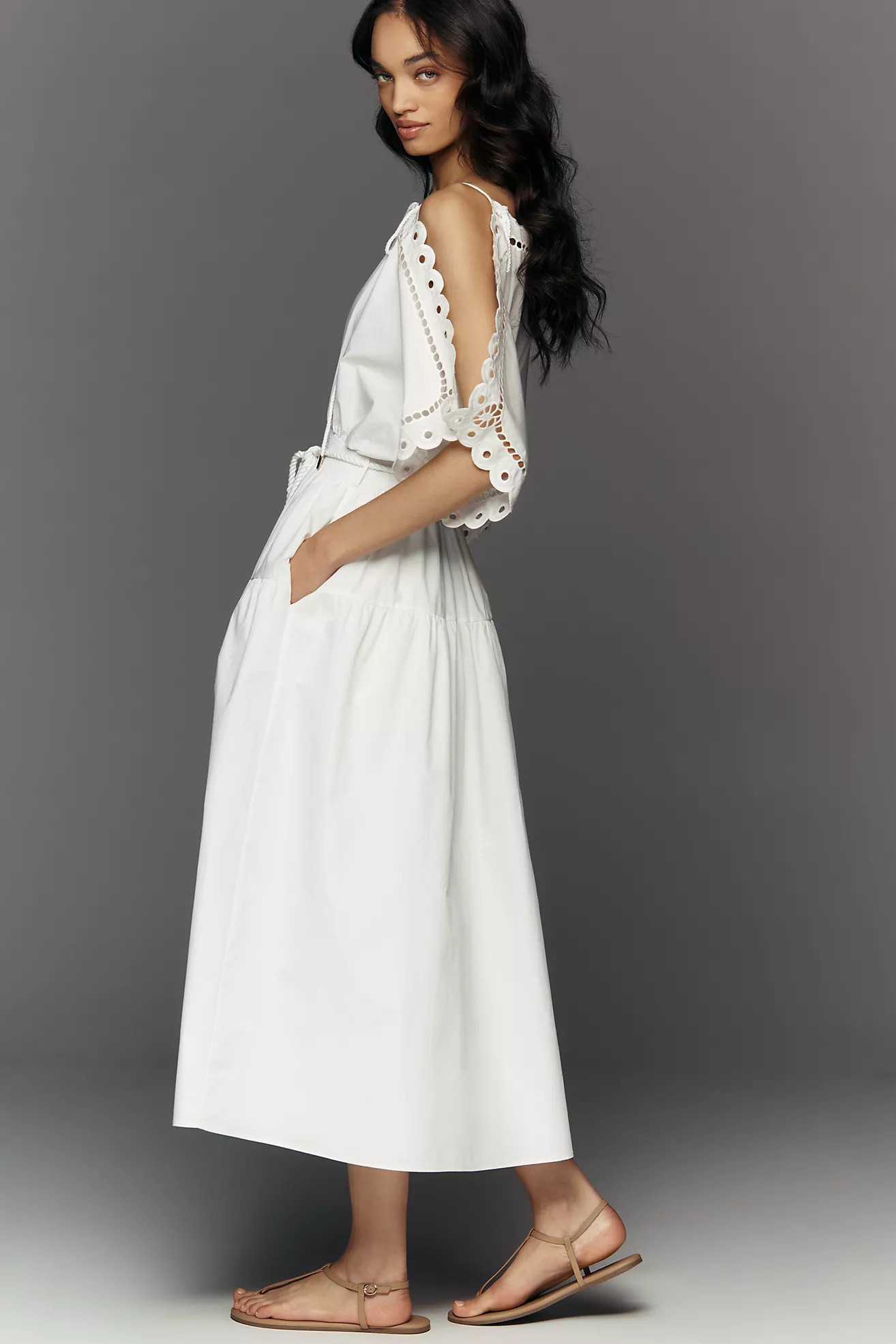 Mare Mare Cold-Shoulder Eyelet Midi Dress | Anthropologie (US)