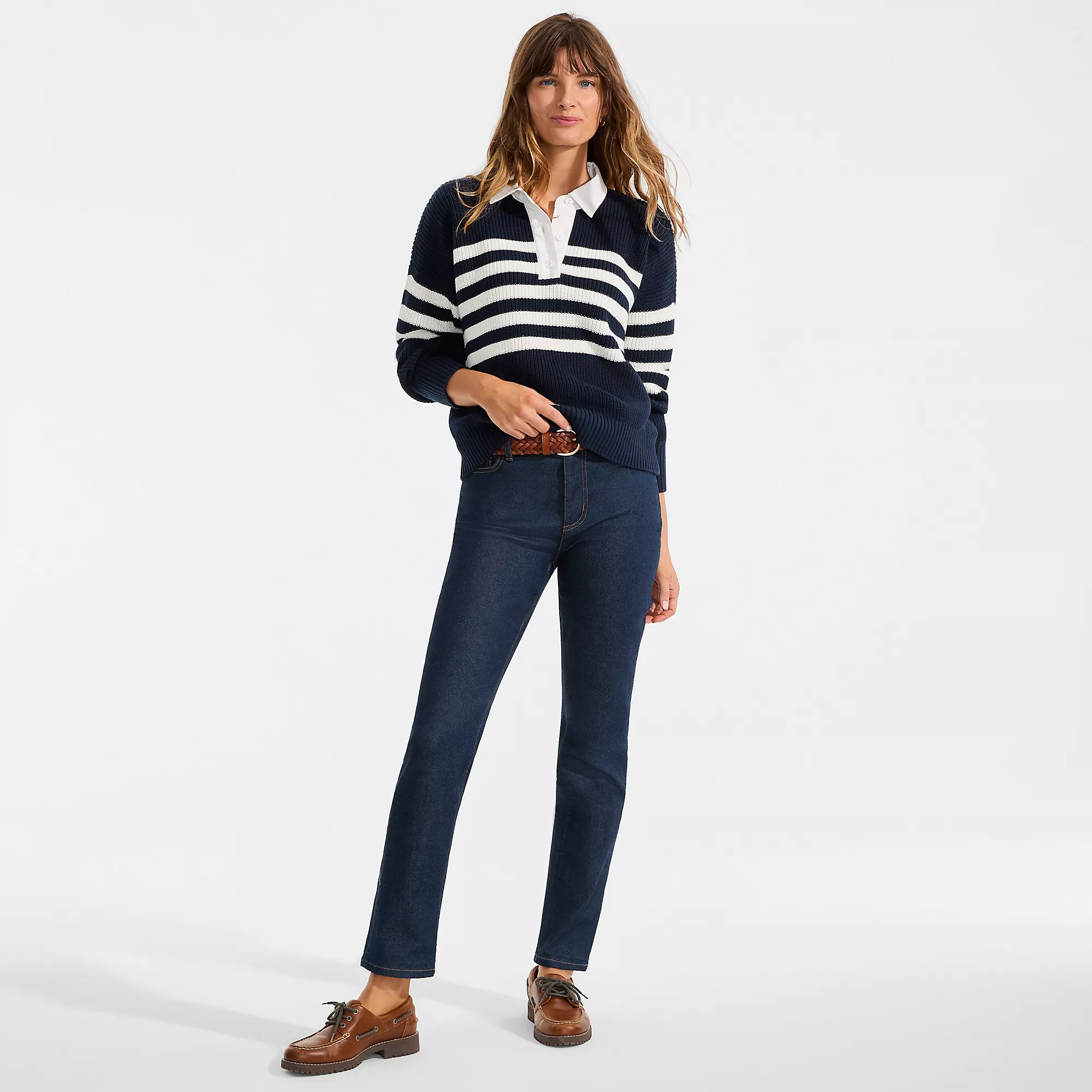 Women's Recover Mid Rise Straight Leg Blue Jeans | Lands' End (US)