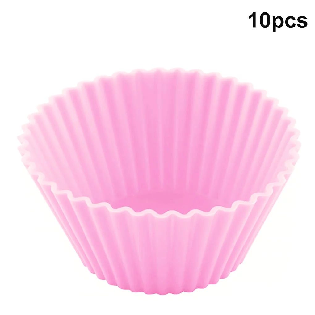 Booyoo 10Pcs Silicone Muffin Cups Cupcake Liners Reusable Round Cake Cup Non-Stick Baking Mold, P... | Walmart (US)