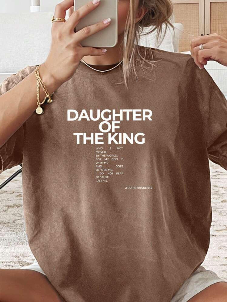 INAWLY Summer Casual Loose Slogan Print Short Sleeve T-Shirt | SHEIN