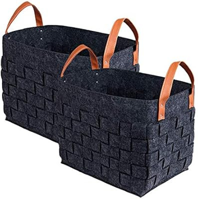 boldmonkey Storage Baskets Bins Laundry Basket Nursery Bin Basket Durable Felt Basket Decorative ... | Amazon (US)