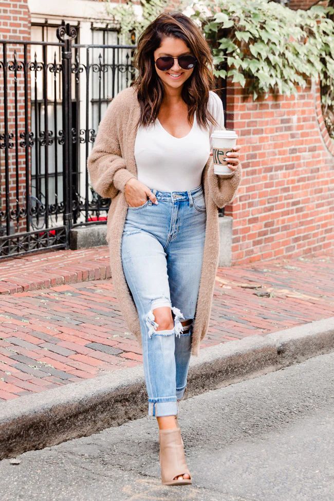 LIVING MY BEST STYLE X PINK LILY Copley Street Eyelash Duster Beige Cardigan | The Pink Lily Boutique