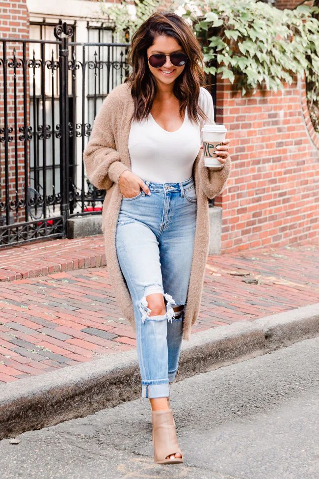 LIVING MY BEST STYLE X PINK LILY Copley Street Eyelash Duster Beige Cardigan | The Pink Lily Boutique