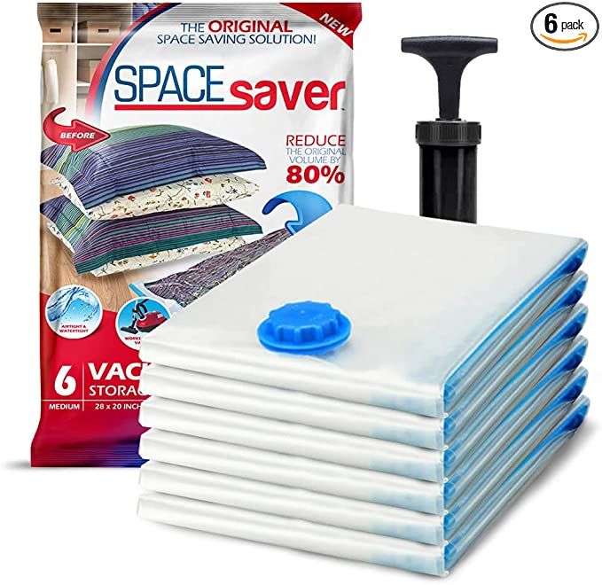 Spacesaver Vacuum Storage Bags (Medium 6 Pack) Save 80% on Clothes Storage Space - Vacuum Sealed ... | Amazon (US)