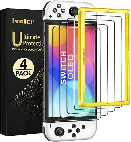 ivoler 4-Pack Tempered Glass Screen Protector Designed for Nintendo Switch OLED Model 2021&2023 w... | Amazon (US)