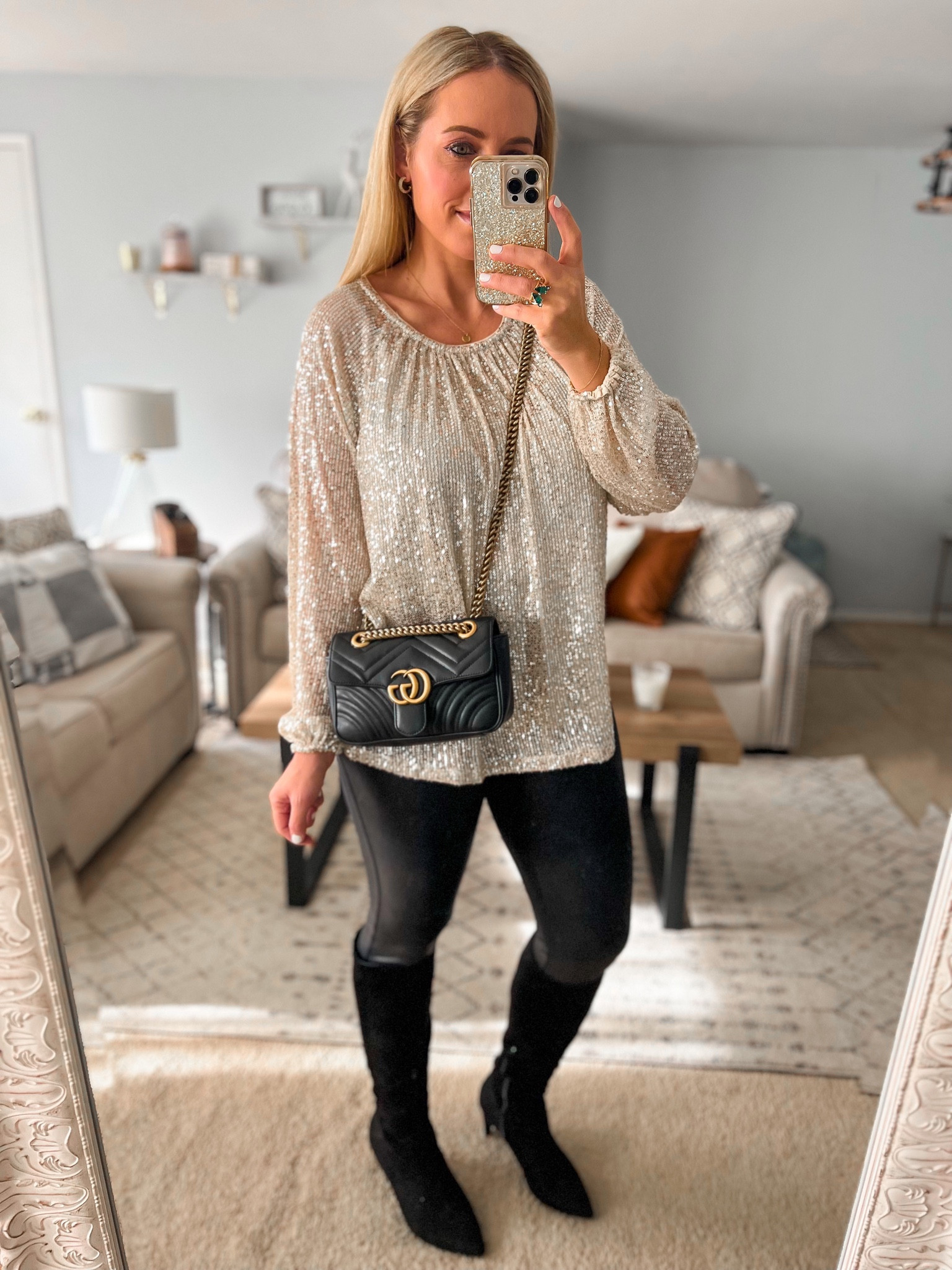 Holiday outfit. Sequin top. Holiday party. Walmart fashion. 

#LTKSeasonal #LTKHoliday #LTKunder50