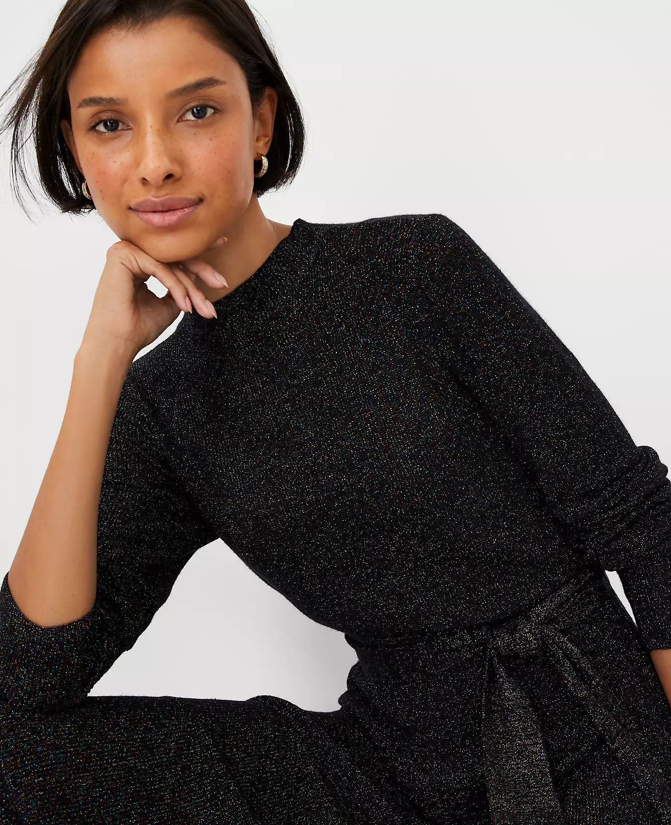 Shimmer Sweater Flare Dress | Ann Taylor (US)