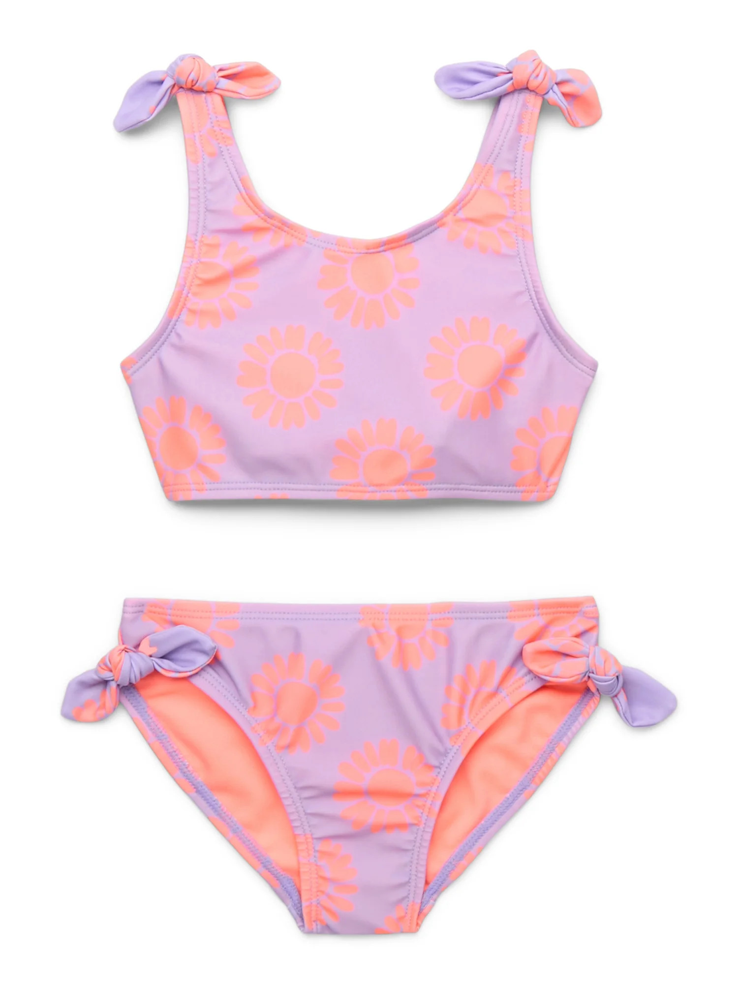 Wonder Nation Girls Everyday Bikini Swimsuit Set with UPF 50+, 2-Piece, Size 4-18 | Walmart (US)