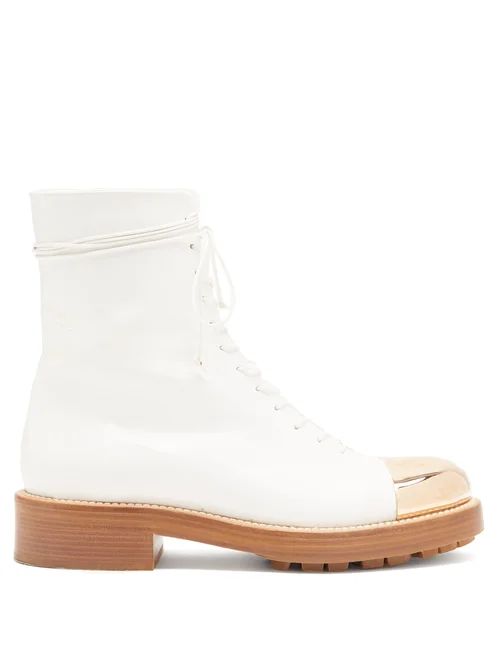 Gabriela Hearst - Riccardo Toe-cap Leather Boots - Womens - White Gold | Matches (UK)