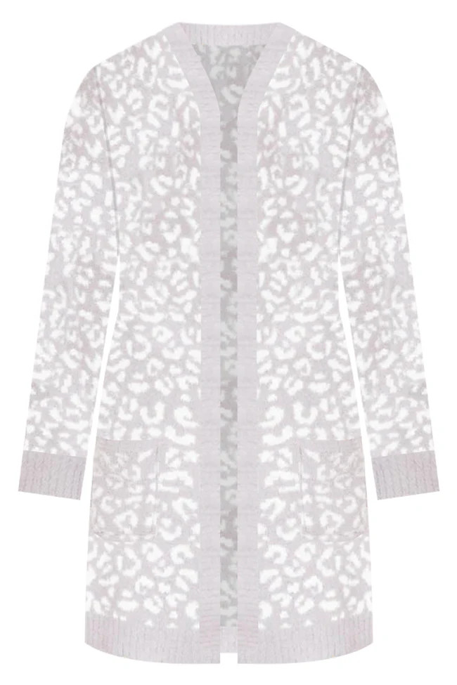 Bare Necessities Ivory and Grey Fuzzy Animal Print Cardigan  DOORBUSTER | Pink Lily