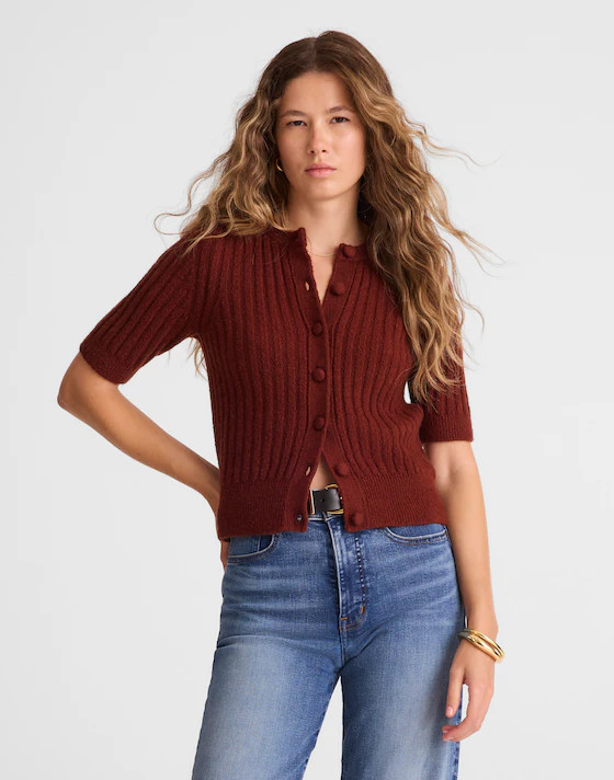 Short Puff-Sleeve Cardigan | Madewell