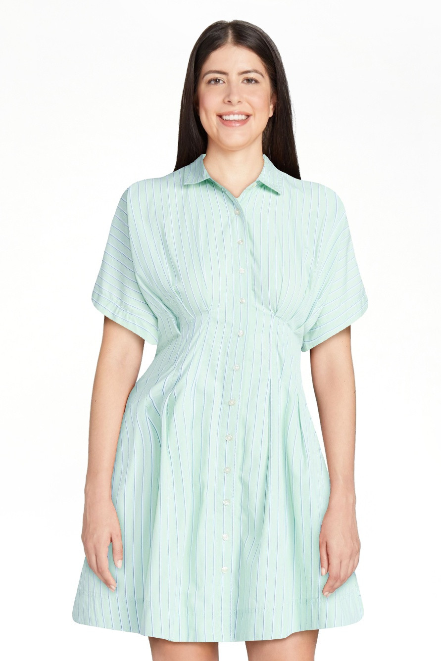 Free Assembly Women's Cotton Corset Mini Shirtdress with Short Sleeves, Sizes XS-XXL | Walmart (US)