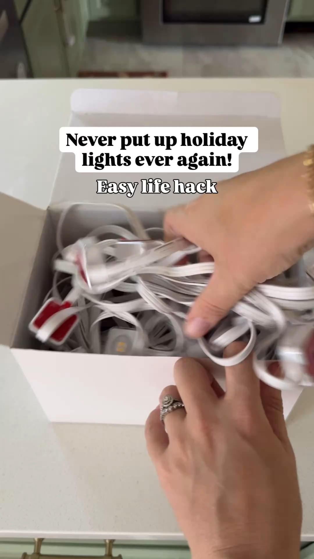 The best Christmas light decorating hack! Keeps these permanent lights outdoor all year long.