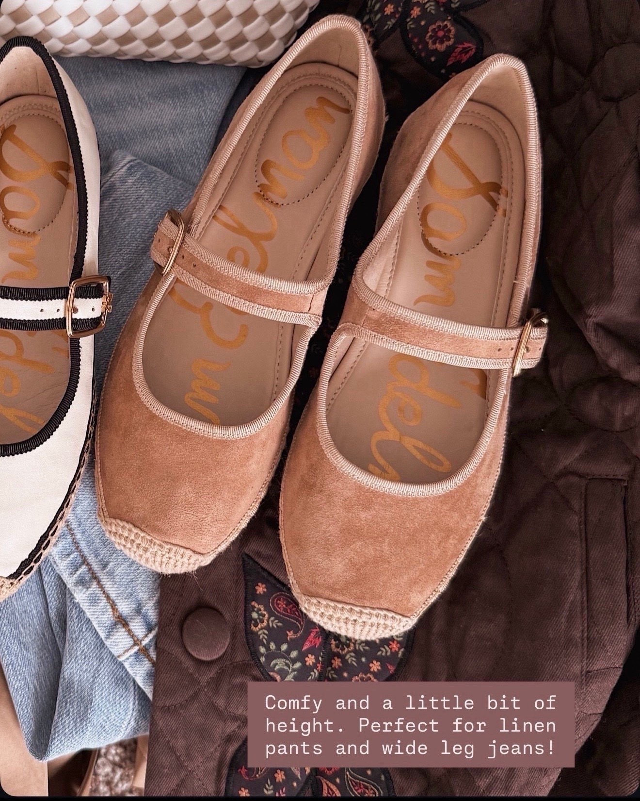 I keep reaching for these because they're the perfect height and so comfortable for all-day wear.

espadrille flats, nude flats, comfortable flats, spring shoes, casual shoes, mary jane flats, neutral shoes, everyday flats, wide leg jeans shoes, linen pants shoes, spring outfit, casual chic shoes, walkable flats, tan flats, beige shoes, comfortable spring shoes, everyday neutral shoes, casual spring outfit

#LTKOver40 #LTKSeasonal #LTKWorkwear