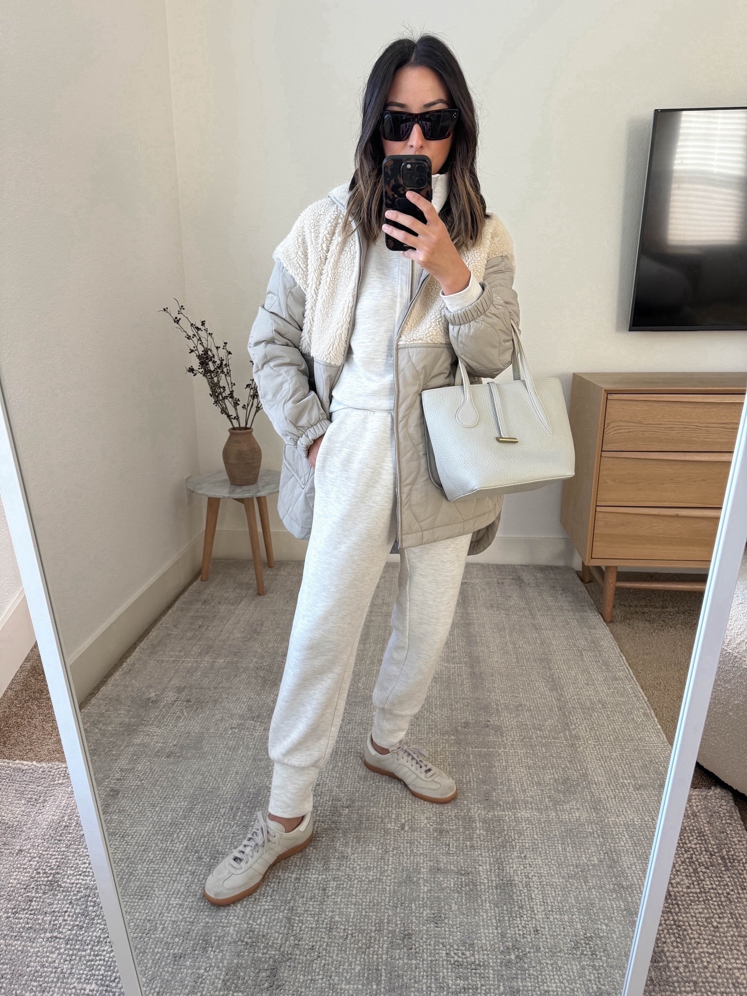 Varley outfits. school drop-off outfits. Live in these outfits! So so comfy. Best jogger and pullover combo. These jackets are lightweight but warm. 

Varley jacket xxs
Varley pullover xs
Varley joggers xs
Adidas Samba 4.5 men’s. 
Little Liffner bag
Celine sunglasses  

#LTKtravel #LTKshoecrush #LTKfitness