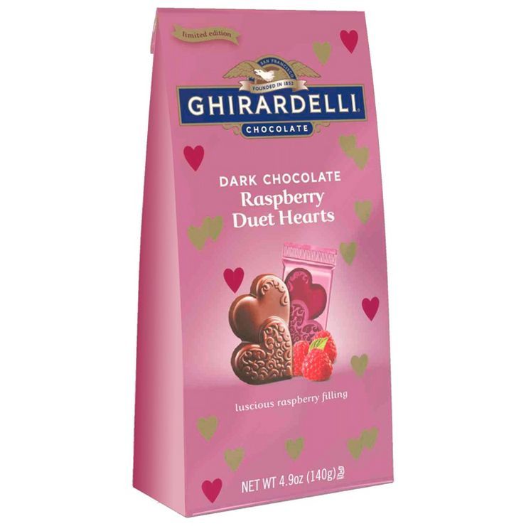 Ghirardelli Valentine's Dark Chocolate Raspberry Duet Hearts Bag - 4.9oz | Target