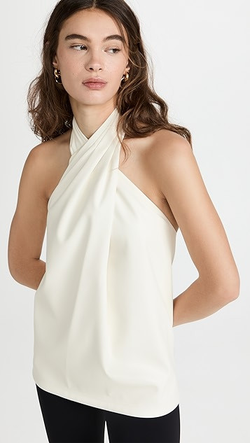 Vegan Leather Cross Front Halter Top | Shopbop