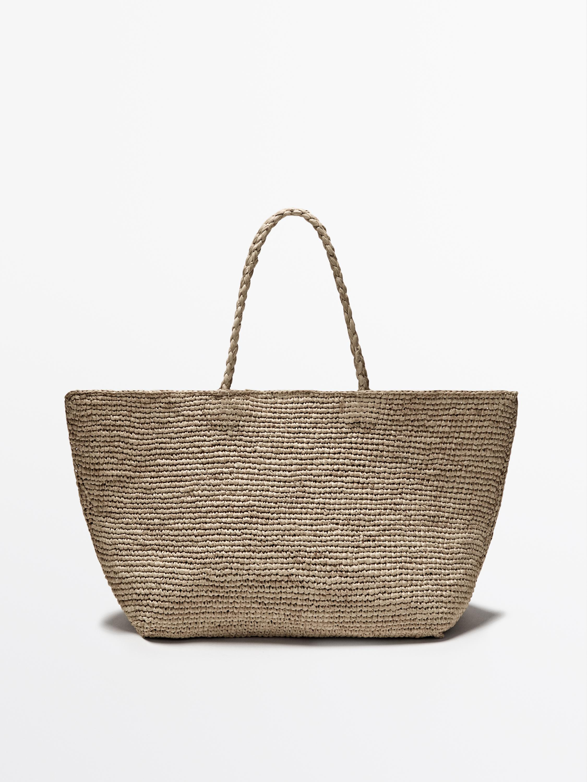Natural raffia shopper bag | Massimo Dutti UK
