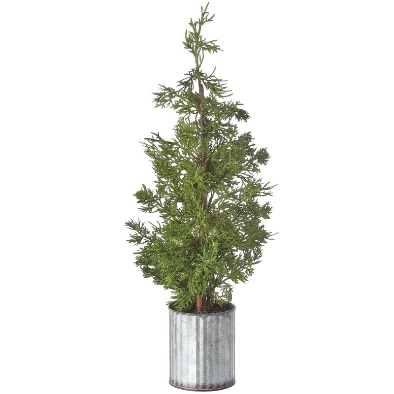 Faux Cedar Tree in Metal Pot | Wayfair North America