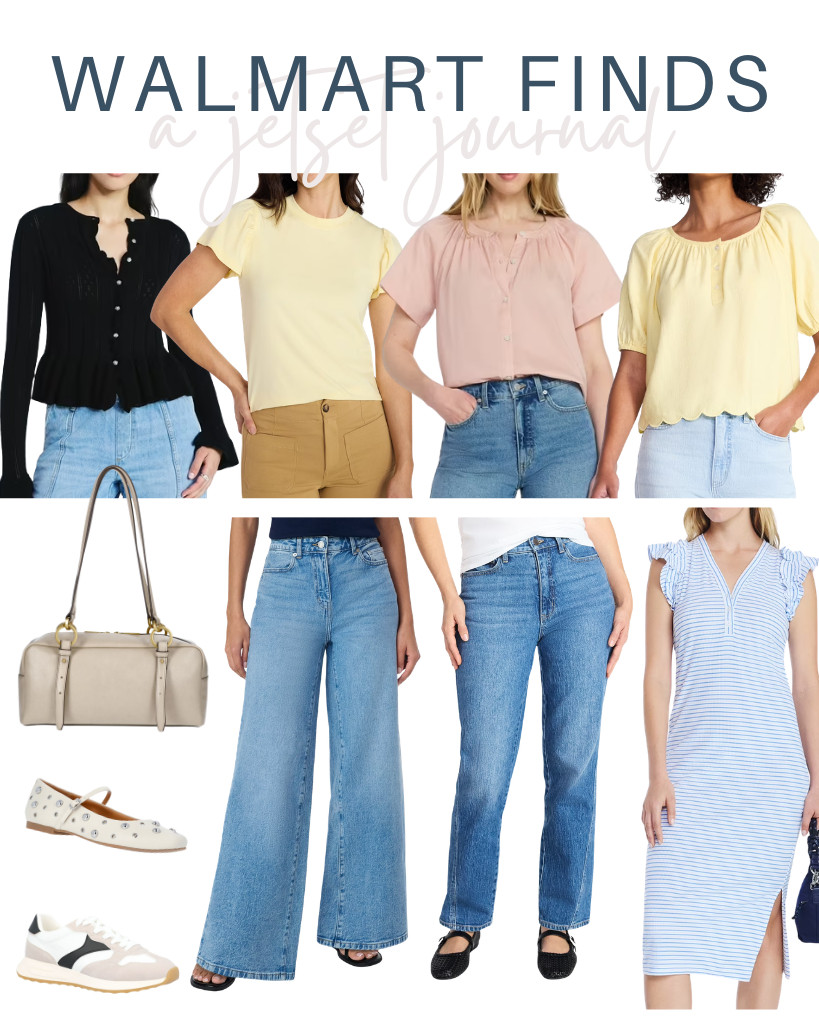 Don’t miss these Walmart finds that give off a bright, fresh vibe! Some comfortable tops and jeans will be perfect for casual events. I’m also in love with this Henley midi dress featuring flutter sleeves, which pairs effortlessly with studded Mary Jane flats. Complete the look with Scoop’s faux-leather top-handle shoulder bag. 

 #LTKSeasonal #LTKSaleAlert #LTKTravel