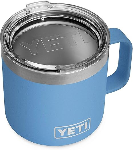 YETI Rambler 14 oz Mug, Stainless Steel, Vacuum Insulated with Standard Lid, Pacific Blue | Amazon (US)