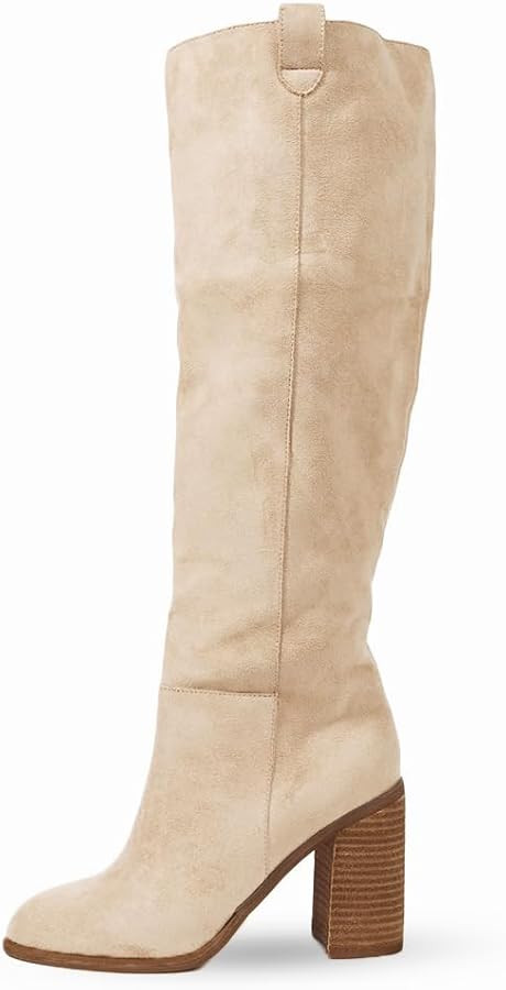 Erocalli Suede Knee-High Boots Fall Boot For Women Chunky Block High Heel Slouch Fashion Boot Rou... | Amazon (US)