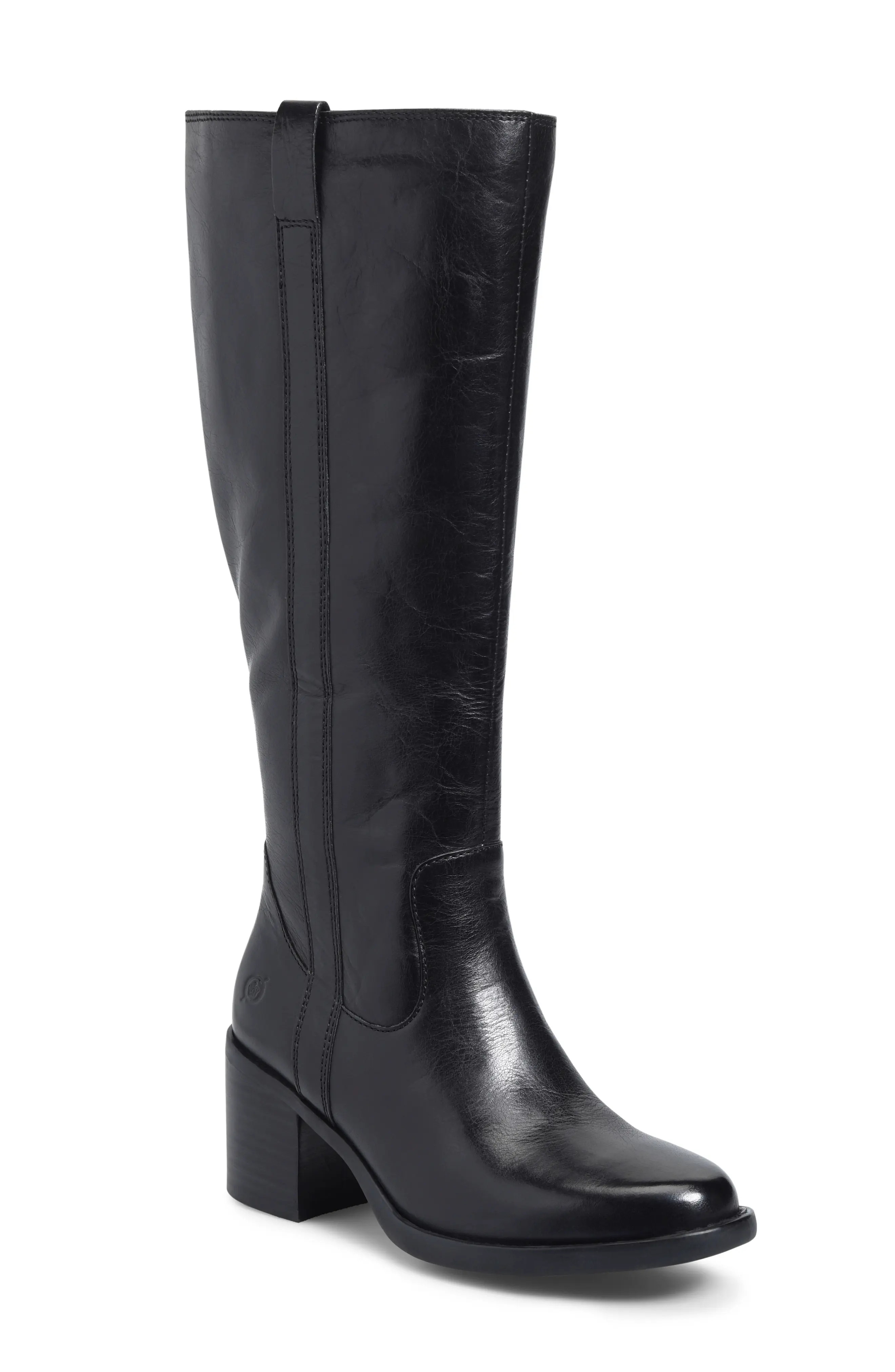 Børn Harding Knee High Boot in Black Leather at Nordstrom, Size 8.5 | Nordstrom