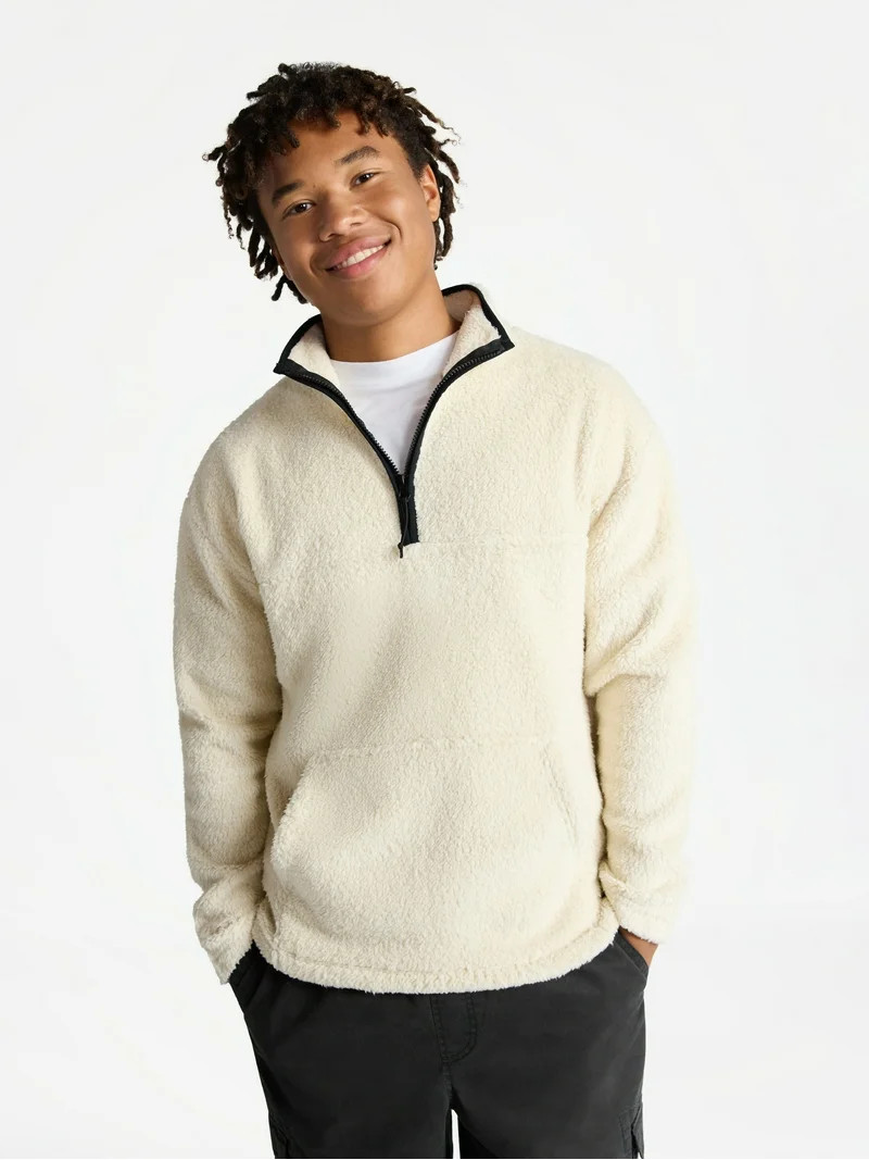 No Boundaries High Pile Quarter Zip Fleece Pullover, Men's | Walmart (US)