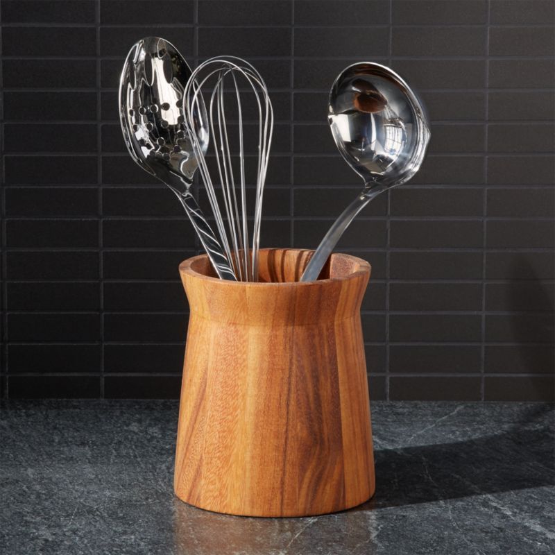 Acacia Utensil Holder + Reviews | Crate and Barrel | Crate & Barrel