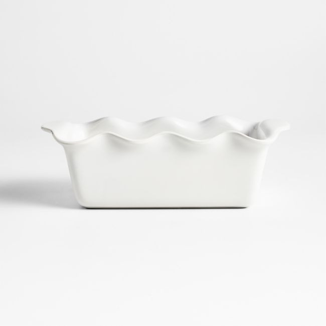 White Ruffled Ceramic Bread Loaf Pan | Crate & Barrel