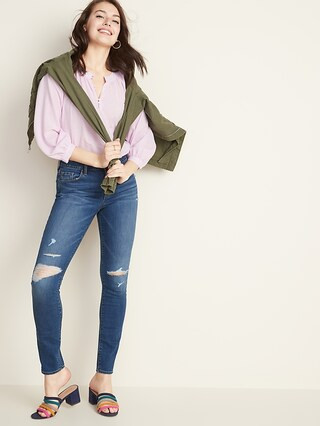 Mid-Rise Distressed Pop Icon Skinny Jeans for Women | Old Navy (US)