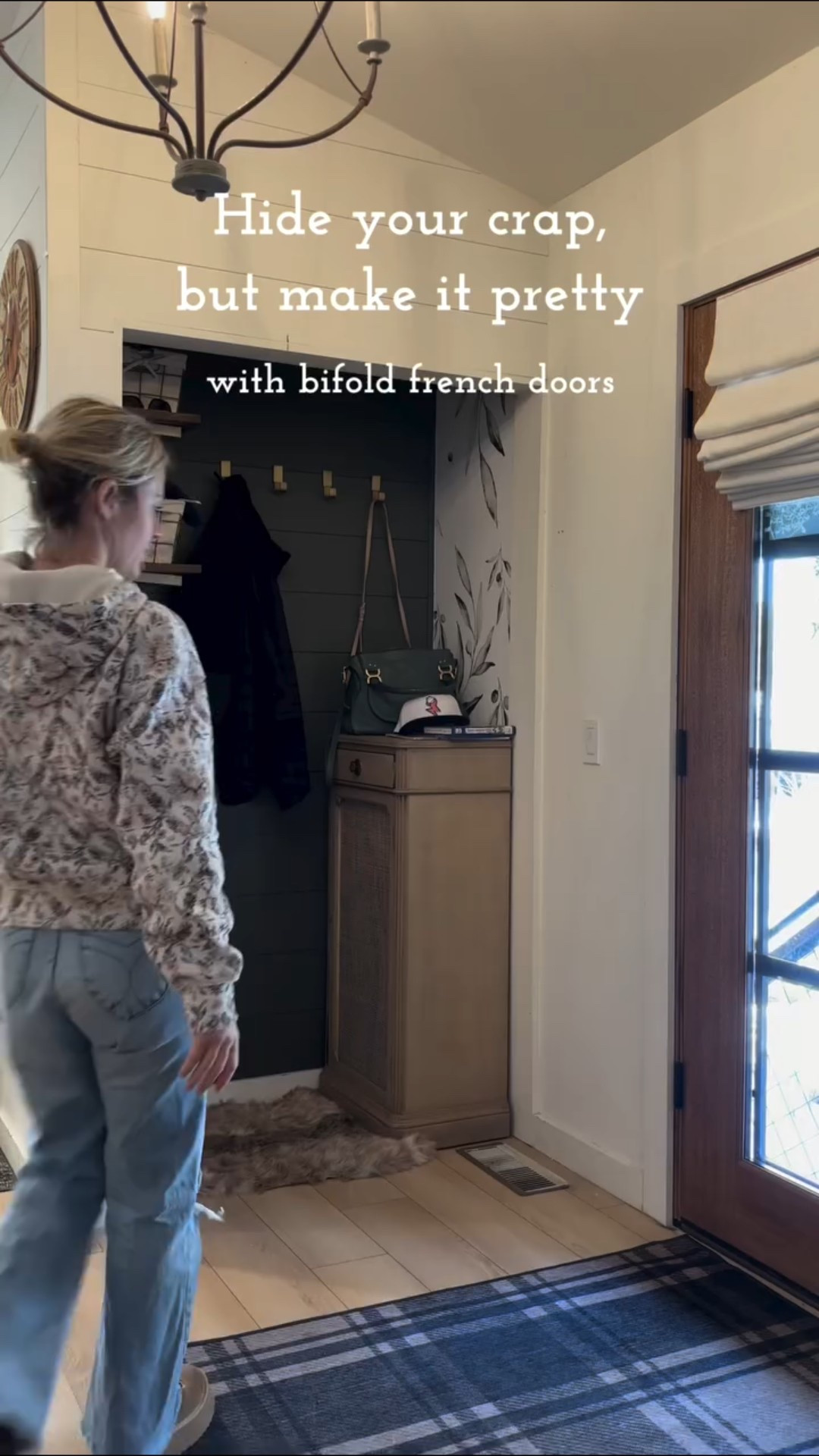 Hide your crap, but make it pretty with these bifold french doors. I highly recommend the door + hardware kit, it made it so easy to install. I love the barn door track—not only is it more aesthetically appealing, but adds height and instantly elevates the space. There’s just something about tall doors that feels effortlessly high-end.

Follow my account then comment “bifold” and I will send the exact steps I took and the product links (*the message will be blocked to accounts that aren’t following) 

.
.
.

#homestyling#diyhomeimprovement #homeimprovement #homeimprovementprojects #homeimprovementideas #homeimprovementtips #homeimprovementproject  #fixerupper #fixerupperstyle  #homerenovation #houserenovation #fullhouserenovation #frenchdoors #bifolddoors #barndoor #barndoors #bifoldingdoors #bifoldbarndoors #slidingdoors #slidingdoor #modernfarmhouse #modernfarmhousestyle #modernfarmhousedecor #modernfarmhousedesign #modernfarmhouseinspiration #wayfair #wayfairelevate #wayfaircreator #ad