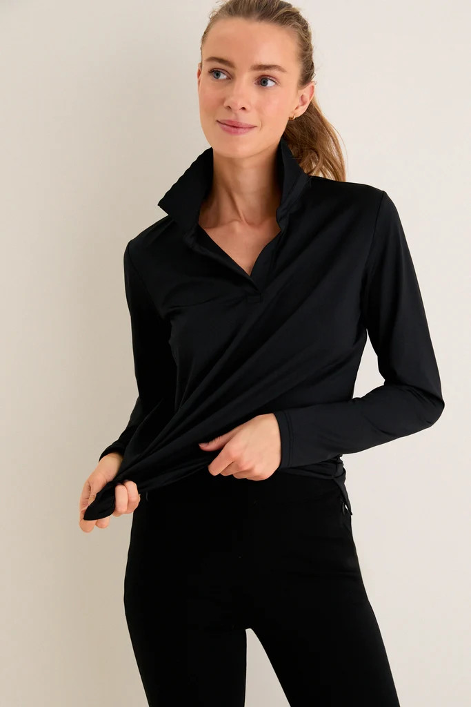 Black Long Sleeve Performance Jersey Caroline Polo | Tuckernuck (US)