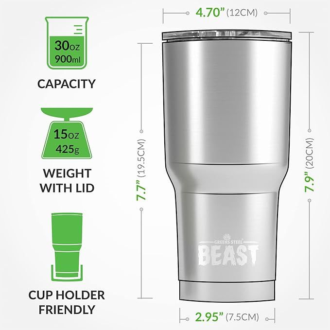 Beast 30 oz Tumbler Stainless Steel Vacuum Insulated Coffee Ice Cup Double Wall Travel Flask (Arc... | Amazon (US)