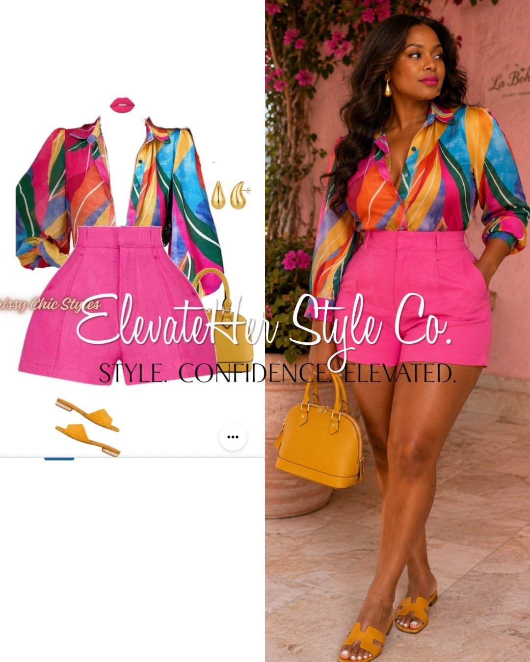 Don’t be afraid to mix bold colors. Pull one shade from your printed top, like the pink shorts or yellow bag, to create a cohesive, intentional look. Finish with simple gold jewelry to keep the outfit polished without competing with the print.

#LTKgrwm #LTKootd #LTKMidsize