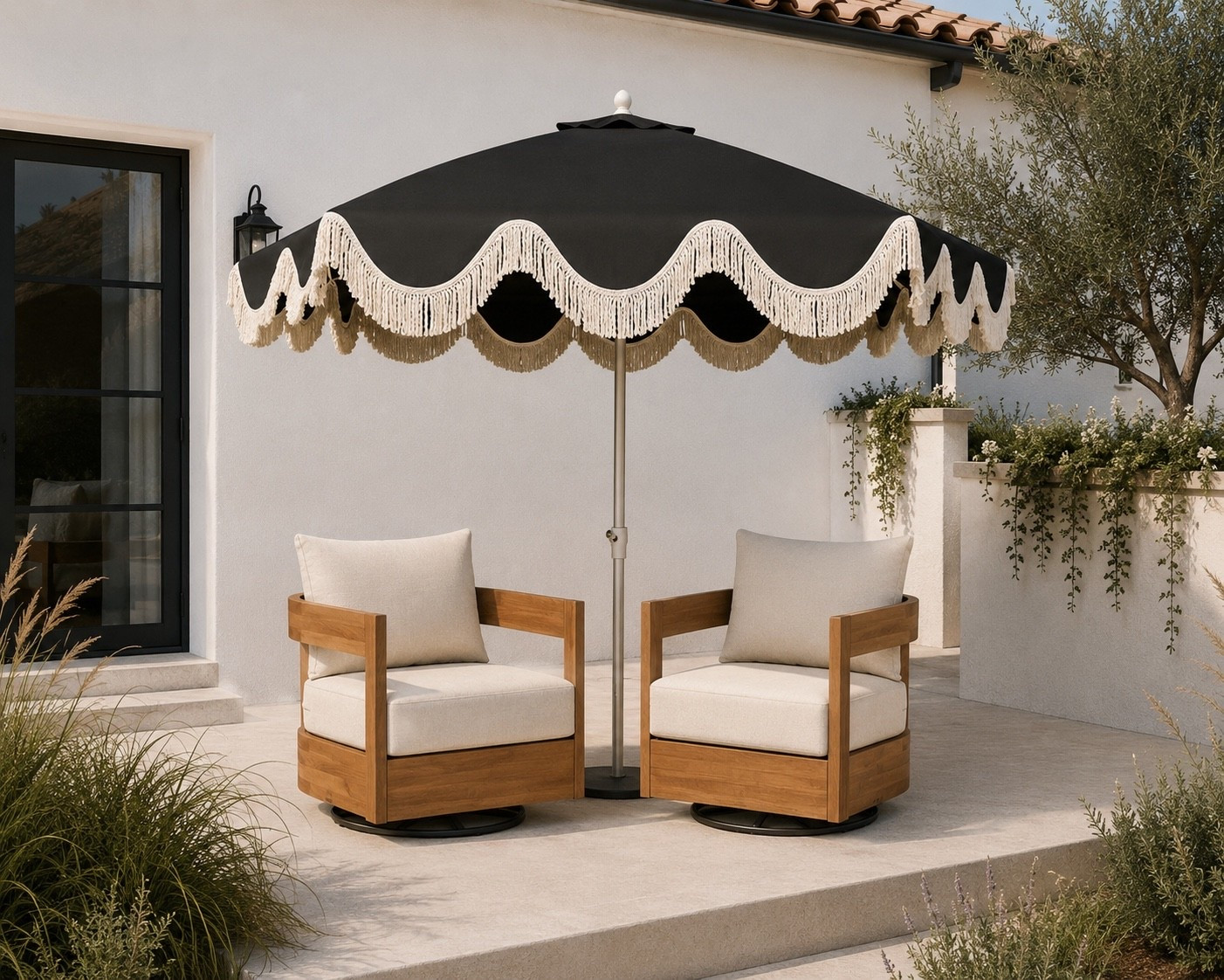 #ad the prettiest new high end style outdoor swivel chairs and obsessed w this umbrella from @Wayfair  on sale for Hot Summer Sale! 😍 #wayfair #wayfairpartner

#LTKSeasonal #LTKHome #LTKSaleAlert