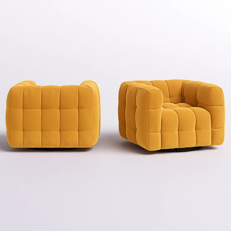 Ashyiah 38" Wide Tufted Polyester Swivel Armchair (Set of 2) | Wayfair Professional