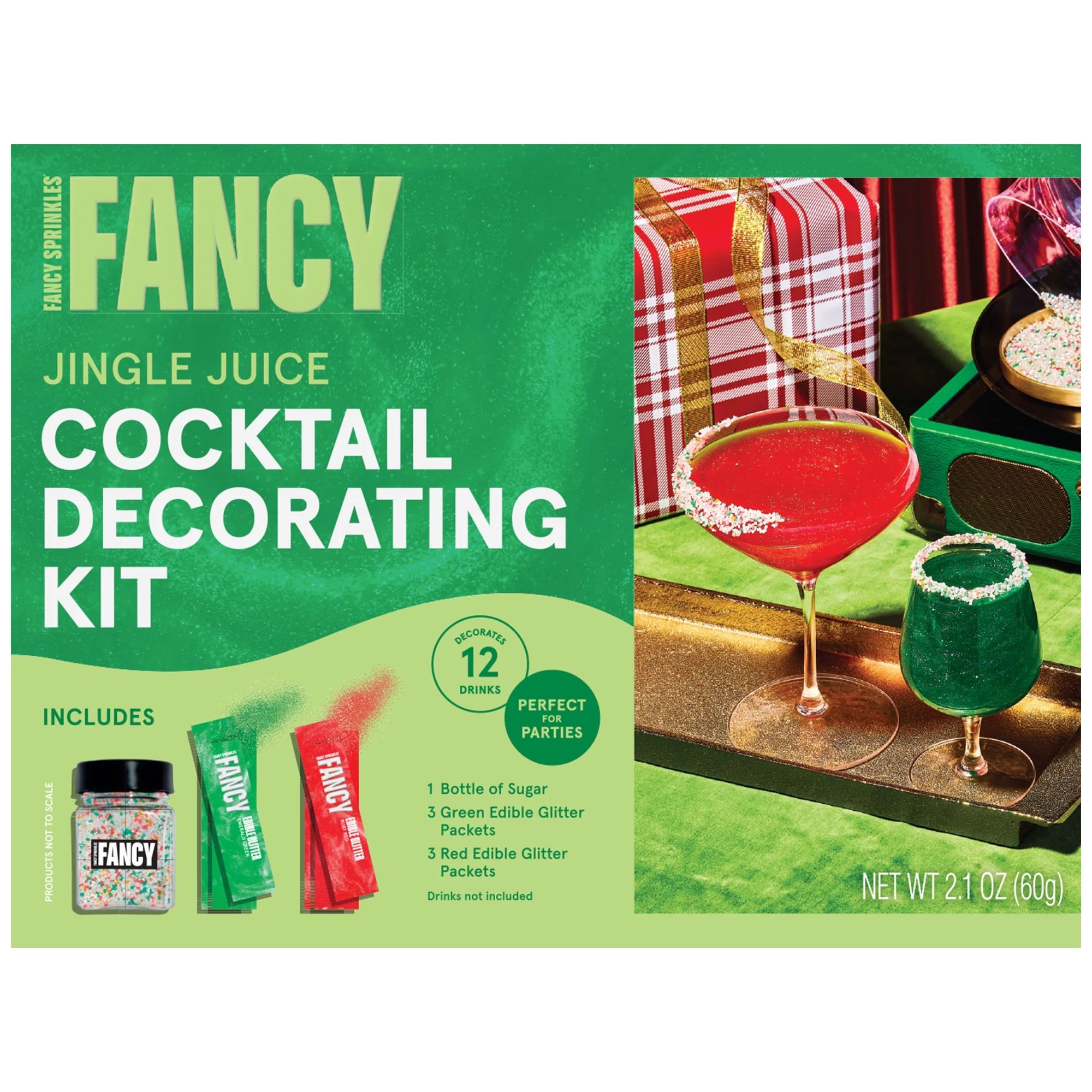 Fancy Sprinkles Jingle Juice Cocktail and Mocktail Holiday Drink Decorating Kit, 2.1 oz | Walmart (US)