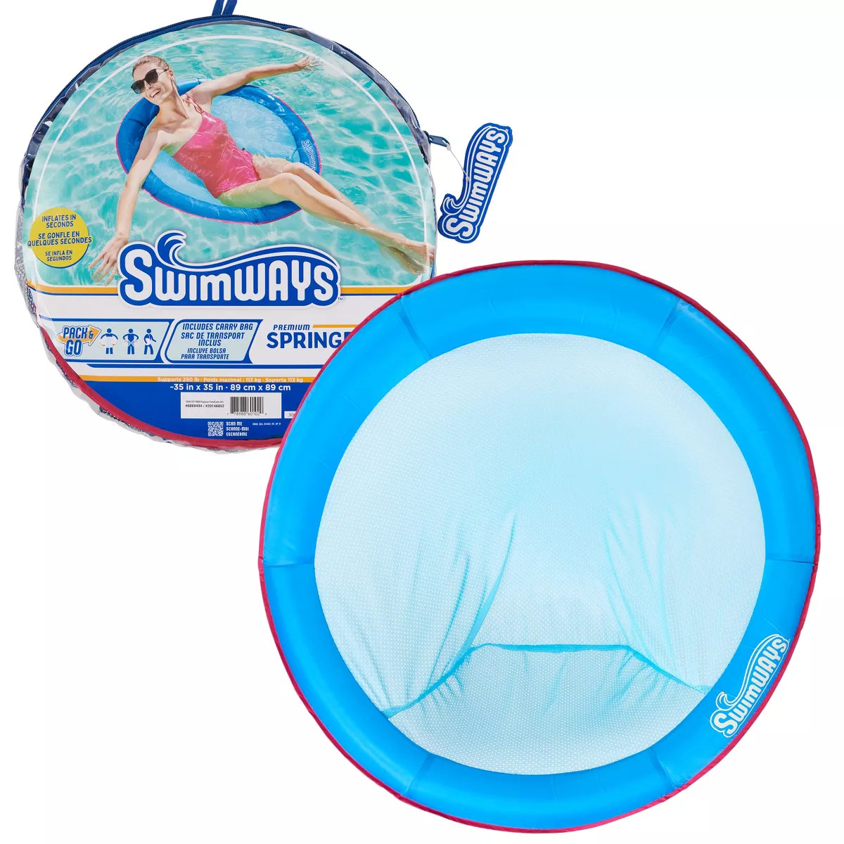SwimWays Spring Float Papasan Inflatable Pool Lounger with Hyper-Flate Valve - Aqua | Target